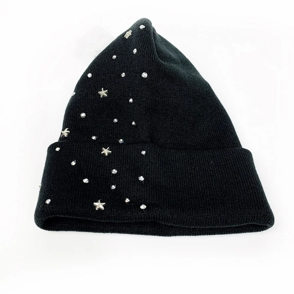 Black Rhinestone Beanie • Sparkly Knit Hat • Cozy Cap • NWT